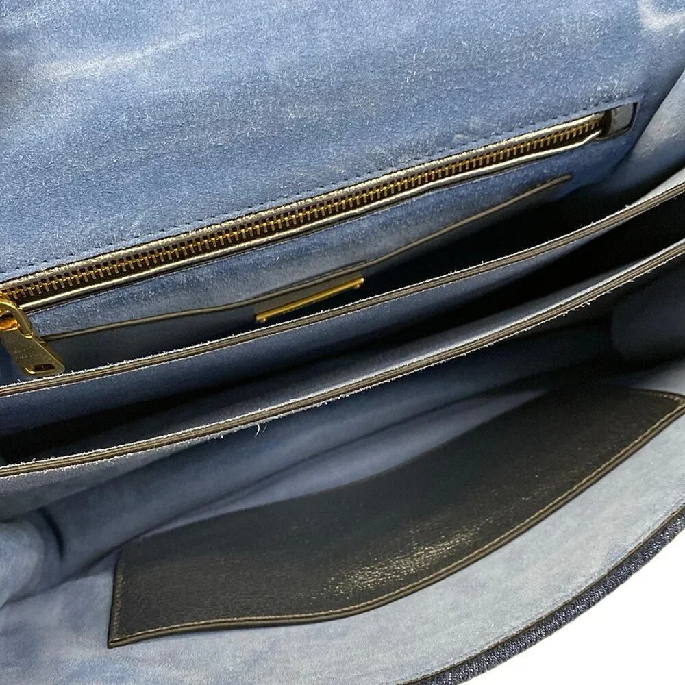 Miu Miu Handbag 5BA108 Navy Silver Multi Denim Leather